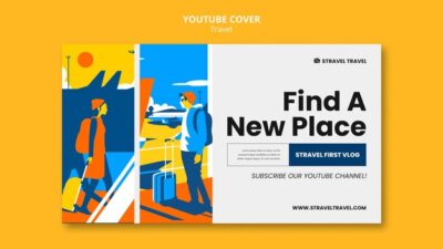 Free PSD | Flat design travel youtube cover template