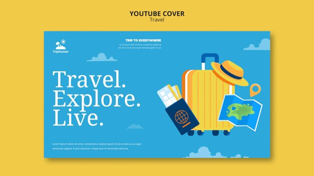 Free PSD | Flat design travel youtube cover template