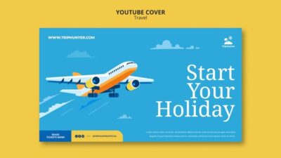 Free PSD | Flat design travel youtube cover template