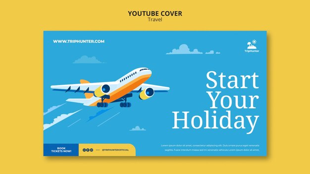 Free PSD | Flat design travel youtube cover template