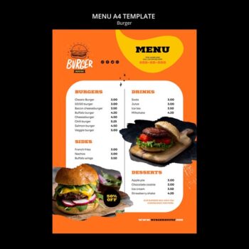 Free PSD | Burger menu template design