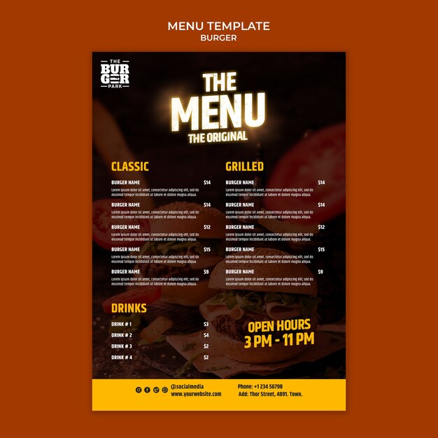 Free PSD | Burger menu template design