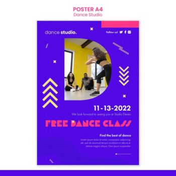 Free PSD | Dance studio poster template design