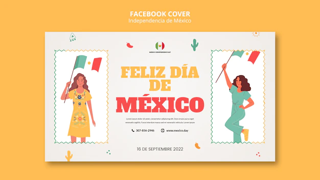 Free PSD | Independencia de mexico facebook cover template design