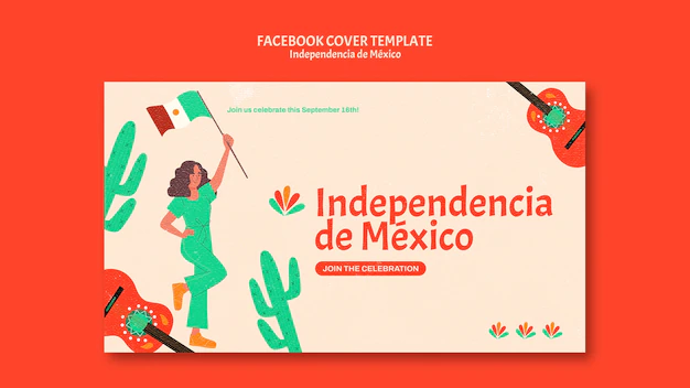 Free PSD | Independencia de mexico facebook cover template design