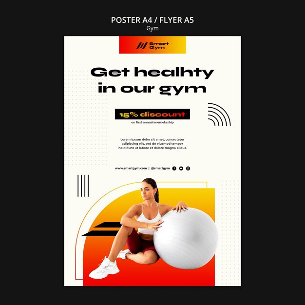 Free PSD | Gradient gym template design