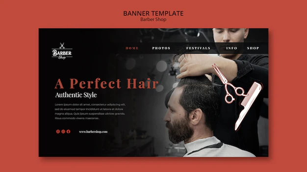 Free PSD | Flat design barbershop template