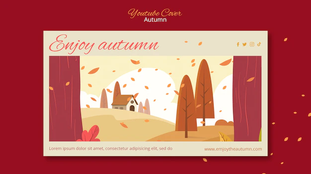 Free PSD | Autumn celebration youtube cover template with landcape