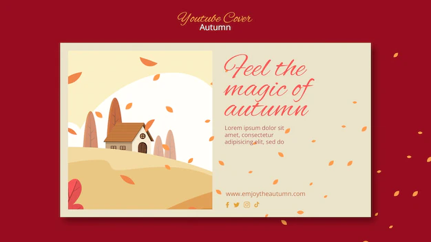 Free PSD | Autumn celebration youtube cover template with landcape