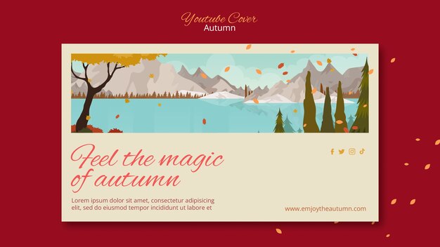 Free PSD | Autumn celebration youtube cover template with landcape