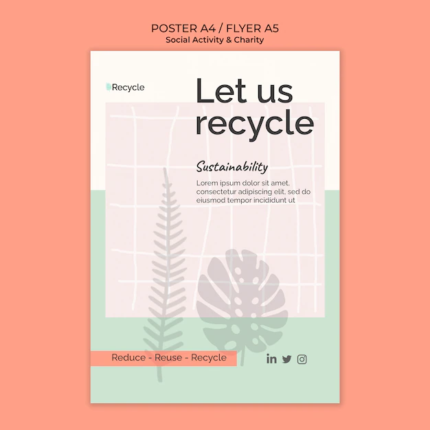 Free PSD | Environmental activity and zero waste vertical poster template