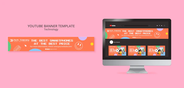 Free PSD | Tech store and business youtube banner template