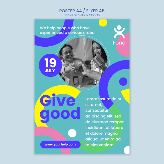 Free PSD | Vertical poster template for charity and philanthropy