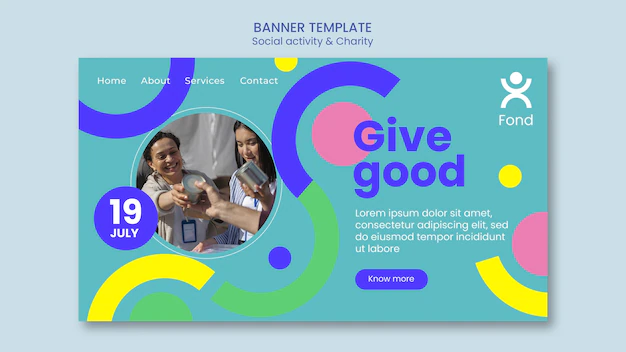 Free PSD | Landing page template for charity and philanthropy