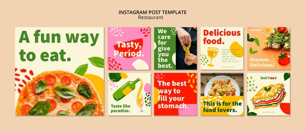 Free PSD | Restaurant business instagram posts collection