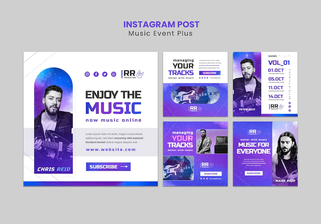 Free PSD | Music event instagram posts collection