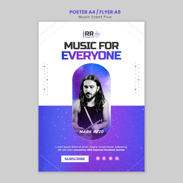 Free PSD | Music event vertical poster template