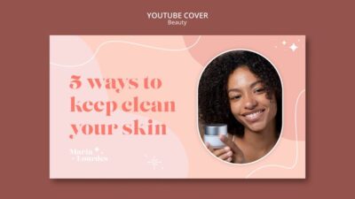 Free PSD | Beauty and skincare cosmetics youtube cover template
