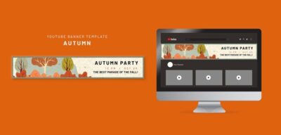 Free PSD | Youtube banner template for autumn celebration
