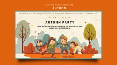 Free PSD | Youtube cover template for autumn celebration