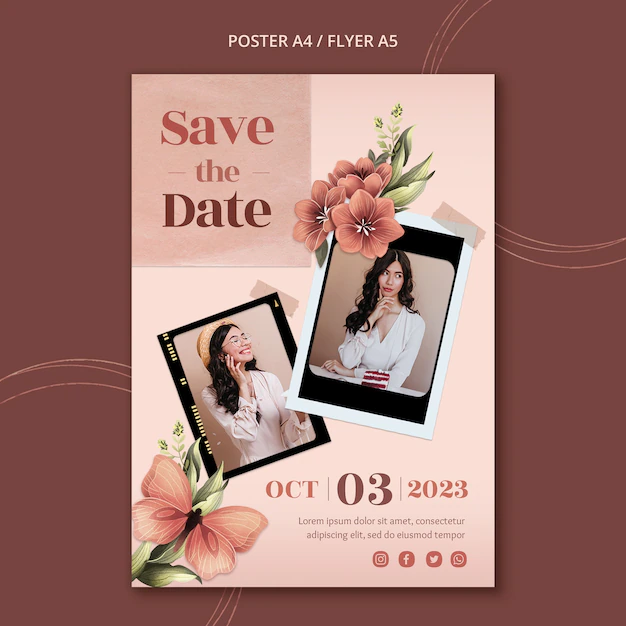 Free PSD | Floral vertical poster template for birthday celebration