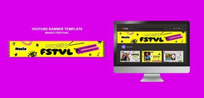 Free PSD | Youtube banner template for music festival