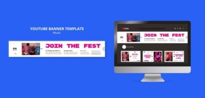 Free PSD | Youtube banner template for music festival