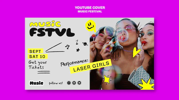 Free PSD | Youtube cover template for music festival