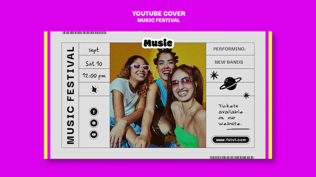 Free PSD | Youtube cover template for music festival