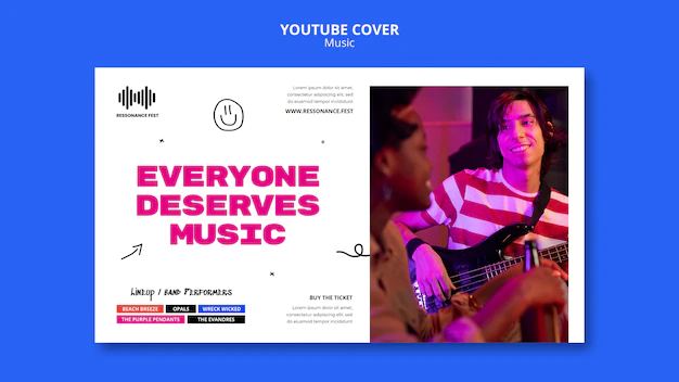 Free PSD | Youtube cover template for music festival