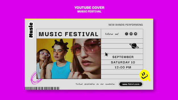 Free PSD | Youtube cover template for music festival