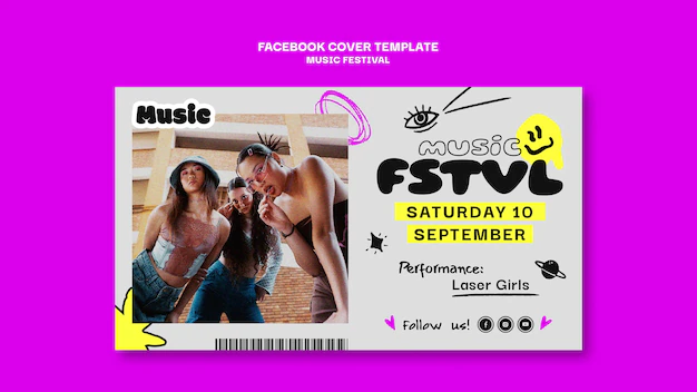 Free PSD | Social media cover template for music festival