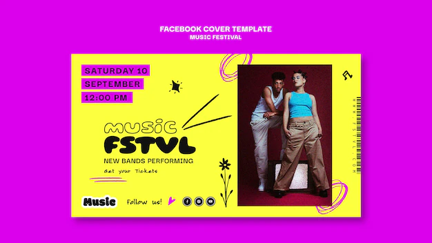 Free PSD | Social media cover template for music festival