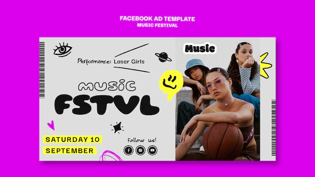 Free PSD | Social media promo template for music festival