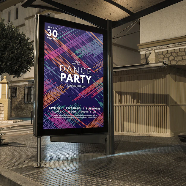 Free PSD | Bus stop billboard mockup