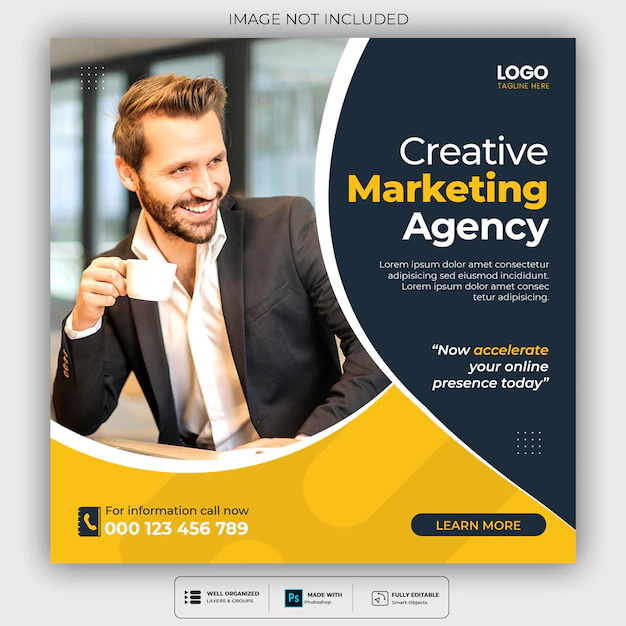 Free PSD | Digital marketing agency and corporate social media post template