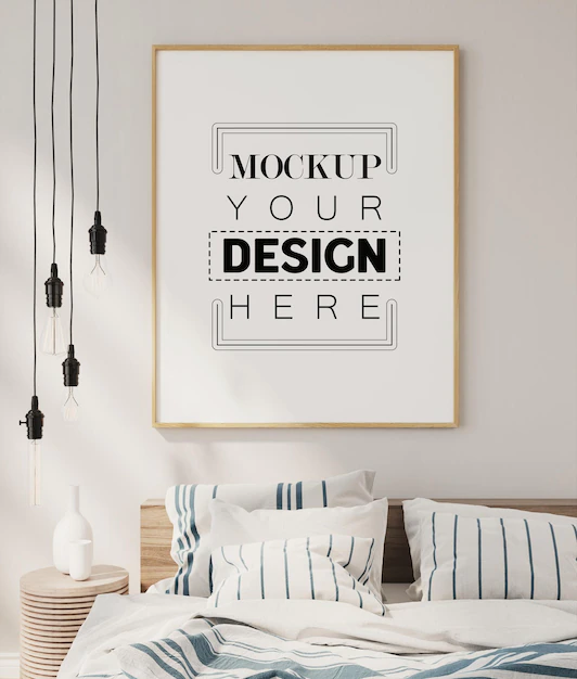 Free PSD | Poster frame in living room  mockup