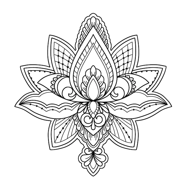 Free Vector | Hand drawn mandala lotus flower drawing