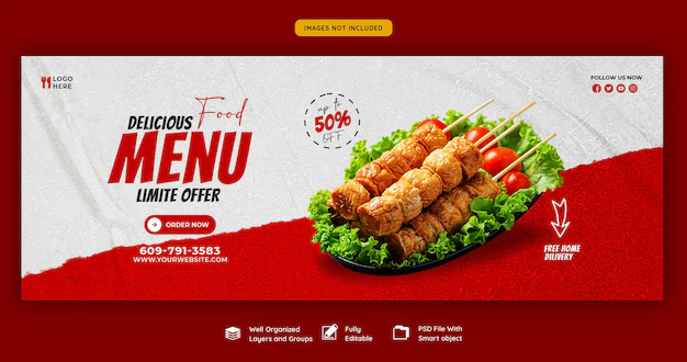 Free PSD | Food menu and restaurant facebook cover template