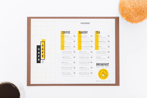 Free PSD | Restaurant menu concept mockup