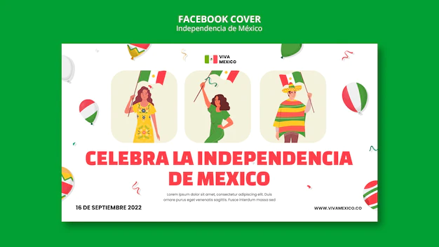 Free PSD | Flat design mexican independence day template