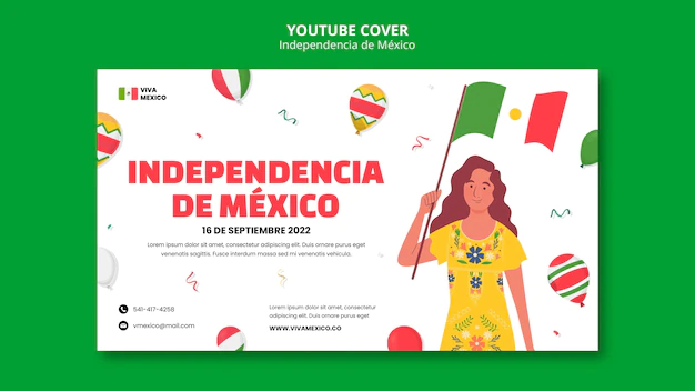 Free PSD | Flat design mexican independence day template