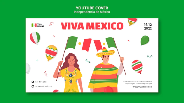 Free PSD | Flat design mexican independence day template