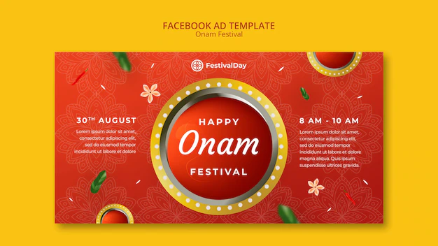 Free PSD | Flat design onam day template