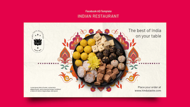 Free PSD | Flat design indian restaurant template