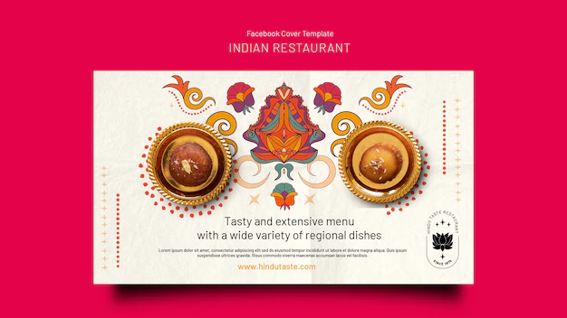 Free PSD | Flat design indian restaurant template