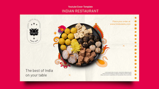 Free PSD | Flat design indian restaurant template