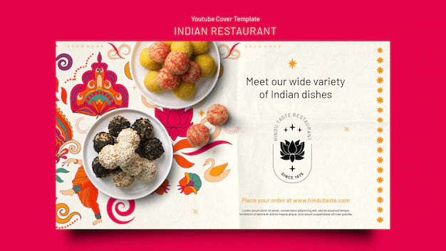Free PSD | Flat design indian restaurant template