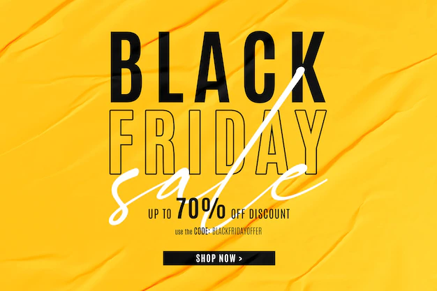 Free PSD | Black friday sale banner in yellow glued paper background