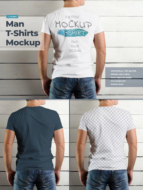 Free PSD | Mockup tshirt on the body of an athletic man on the wooden wall